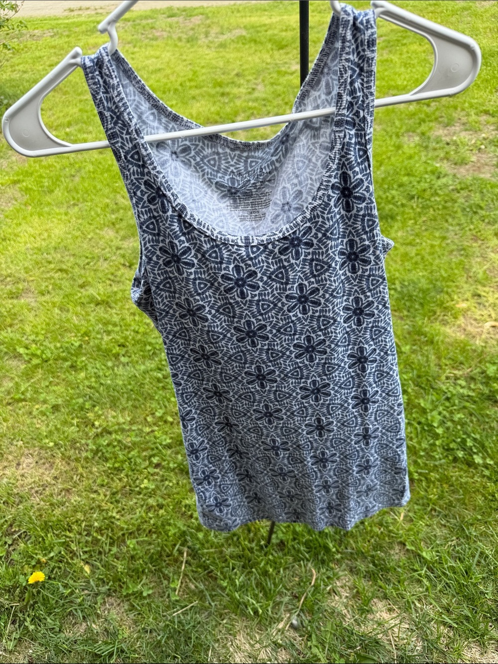 Time and Tru Black and White Floral Geo Tank Top